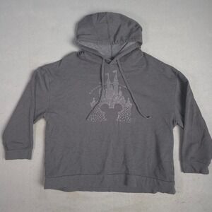 Disney Parks Rhinestone Castle Mickey Mouse Hoodie Gray 1X Plus Size
